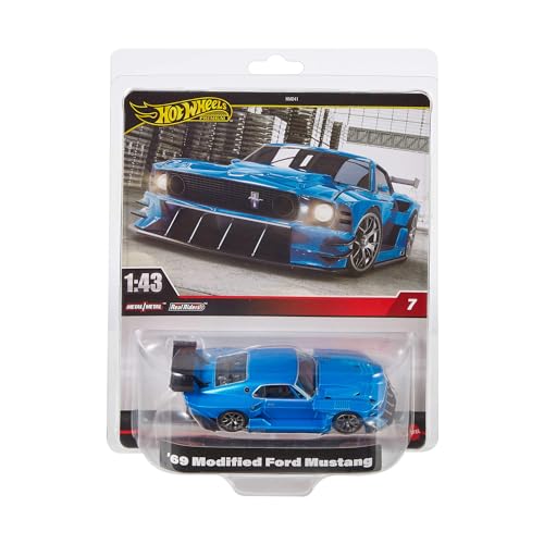 Hot Wheels Premium Ford Mustang, Fahrzeug im Maßstab 1:43, offiziell lizenzierte Replikate für erwachsene Sammler, Real-Riders-Reifen, Metall/Metall-Karosserie und -Fahrgestell, HWT04 von Hot Wheels