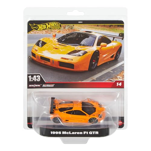 Hot Wheels Premium Mclaren F1, Fahrzeug im Maßstab 1:43, offiziell lizenzierte Replikate für erwachsene Sammler, Real-Riders-Reifen, Metall/Metall-Karosserie und -Fahrgestell, HWT15 von Hot Wheels