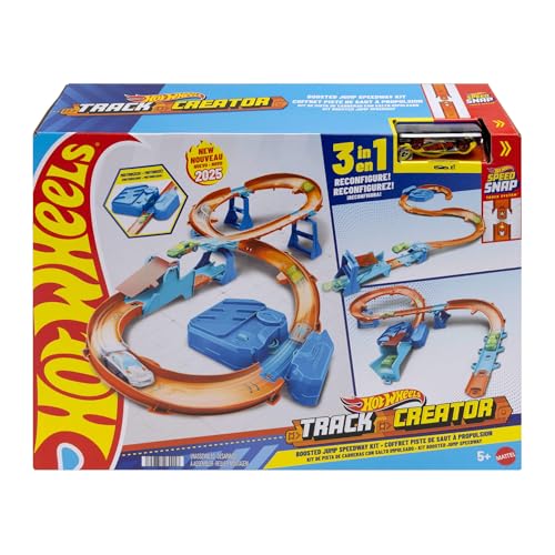 Hot Wheels Spielzeugauto Streckenset, Deluxe-Bauset mit motorisiertem Beschleuniger, Fahrzeug im Maßstab 1:64, Track-Schnellstecksystem, Beschleuniger-Sprung-Schnellstrecke,JDB49 Hot Wheels Spielzeugauto Streckenset, Deluxe-Bauset mit motorisiertem Beschleuniger, Fahrzeug im Maßstab 1:64, Track-Schnellstecksystem, Beschleuniger-Sprung-Schnellstrecke,JDB49 von Hot Wheels