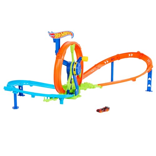 Hot Wheels Spielzeugauto Streckenset, Schnellstart- und Looping-Spielset und Die-Cast-Fahrzeug im Maßstab 1:64, Streckenset mit 8er-Kurve, Crash-Zone und Looping-Kicker, JBX65 Hot Wheels Spielzeugauto Streckenset, Schnellstart- und Looping-Spielset und Die-Cast-Fahrzeug im Maßstab 1:64, Streckenset mit 8er-Kurve, Crash-Zone und Looping-Kicker, JBX65 von Hot Wheels