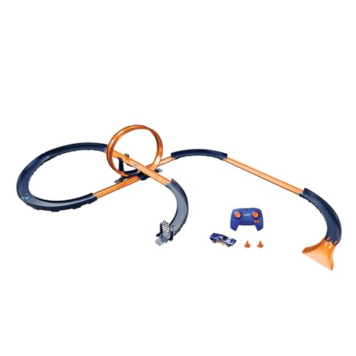 Hot Wheels Spielzeugauto-Trackset mit ferngesteuertem Fahrzeug im Maßstab 1:64 und mehr als 30 Trackteilen, Mehreren Konfigurationen, HXX45 von Mattel