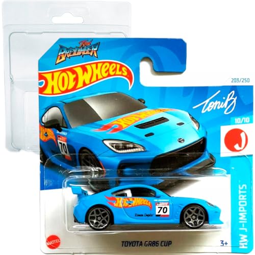 Hot Wheels Toyota GR86 Cup Toni Breidinger HW J-Imports 10/10 (203/250) HRY77 Blau 2024 + Kurzkartenschutz Frikimonkey von Hot Wheels