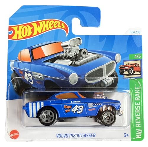 Hot Wheels - Volvo P1800 Gasser - HW Reverse Rake 4/5 - HTB92 - Short Card - blau - Mattel 2024 - 1:64 von Hot Wheels