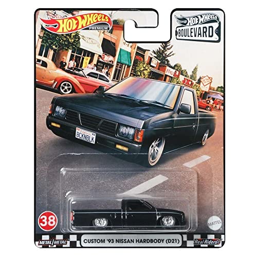 Mattel GRM09 Hot Wheels Premium Real Riders Boulevard Custom `93 Nissan Hardbody (D21) Nr. 38, Rennwagen, Modellfahrzeug für Kinder und Sammler von Hot Wheels