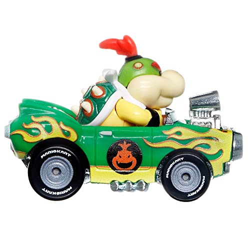 Hot Wheels Modell DieCast KART von BOWSER JR. Version FLAME FLYER von Super Mario Kart, Maßstab 1:64-5 cm von Mattel