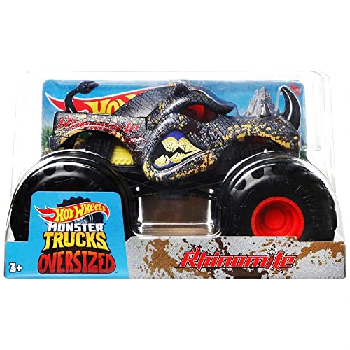 Monster Trucks Oversized Rhinomite (Grau) Druckguss-Truck im Maßstab 1:24 von Hot Wheels