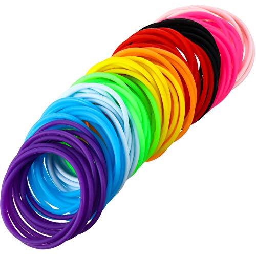 Hotop Mehrfarbig Silikon Jelly Bracelets Haargummis für Mädchen Damen, 100 Stücke (Stil B) von Hotop