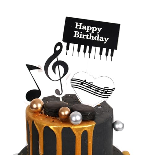 Houhounb 5 Sätze Musiknote Piano Tortendekoration Cake Topper Musik Elemente Kuchen Deco für Bäckerei Dekoration Plaque Ornament Party Supplies von Houhounb