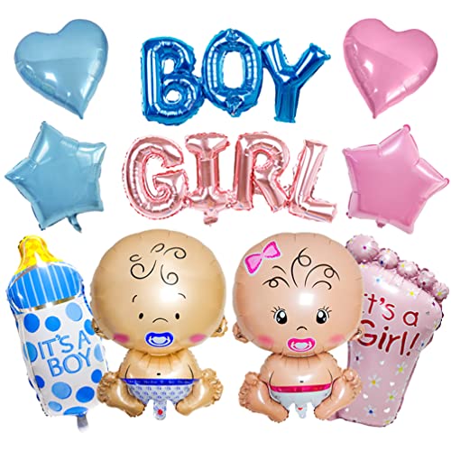 Houhounb Babyparty Deko Neugeborene Babyflasche Füße Stern Herz Folienballon BOY or GIRL Folienballons für Babyshower Geburt Gender Reveal Party Dekoration von Houhounb