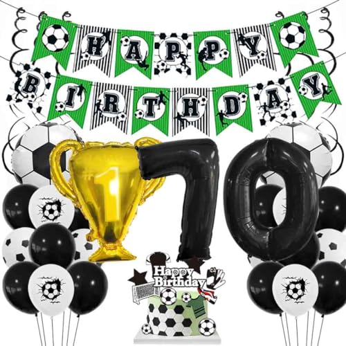 Houhounb Fußball Schwarze Serie 70. Geburtstag Deko Fussball Deko Happy Birthday Banner Party Deko Kinder Fußball Luftballon Tortendeko für Thema Fußball 70 Jahre Geburtstag Dekoration von Houhounb