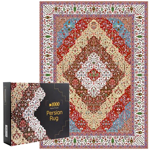 1000-Piece Persian Rug Jigsaw Puzzle by HOUM – Premium Quality 50cm x 70cm Puzzle with Colorful Symmetrical Design and Elegant Gift Packaging von Houm