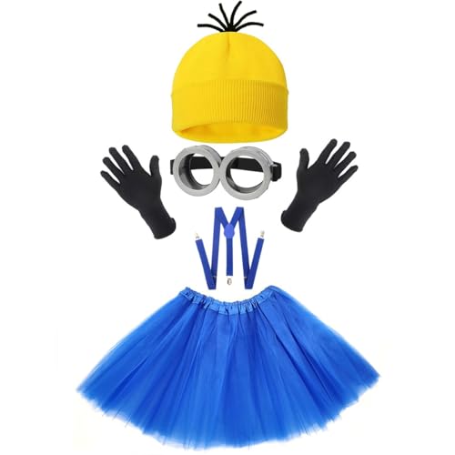 Houo 5 Stück Cosplay Kostüm für Damen Herren, Brille Mütze Tutu-Rock Hosenträger Handschuhe Weihnachten-Kostüm Zubehör Costume,Ein Geburtstagsgeschenk für meine Mädchen von Houo