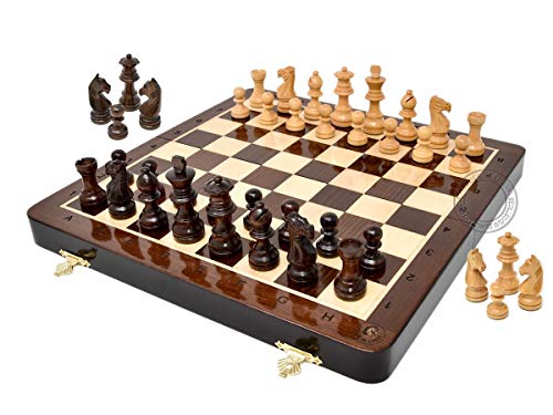 House of Chess - 30,5 cm großes, magnetisches Schachbrett aus Holz – 2 zusätzliche Ritter, 2 zusätzliche Bauern, 2 zusätzliche Königinnen und algebraische Notation – handgefertigt – Premium-Qualität von House of Chess