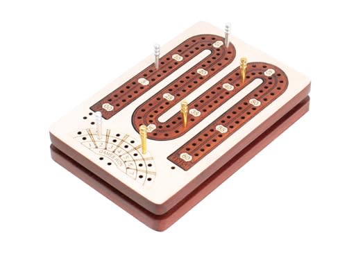 House of Cribbage - 2 Schienen - Holz Reise - Cribbage Board im Taschenformat - Größe: 12,9 cm - Stauraum für Cribbage Pegs - Punktemarkierungsfelder für gewonnene Spiele - 60 Punkte - nicht von House of Cribbage