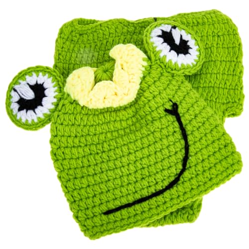 Housoutil 1 Set Frosch Fotografie Kleidung Mützen Für Jungen Kostüme Neugeborene Gestrickte Outfits Jungen Kleidung Meilenstein Foto Kostüm Hauben Für Babys Fotoshooting Garn von Housoutil