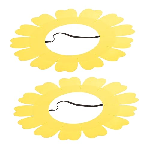 Housoutil 2st Sonnenblumenkopfbedeckung Kopfschmuck Für Kinder Lustige Sonnenblumenhuthaube Gelber Blumenkopfschmuck Lustige Kopfbedeckung Baby Gefühlt Erwachsener Hut Neugeboren Halloween von Housoutil
