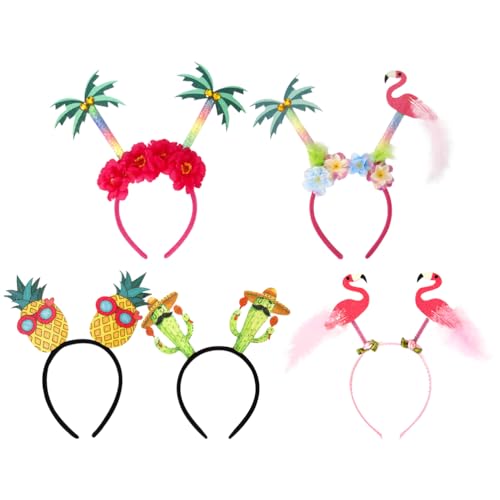 Housoutil 5 Stück Tropische Stirnbänder Flamingo Ananas Kopfschmuck Luau-Motto-Kopfschmuck Hawaii-Party-Haarbänder Sommer-Haar-Accessoires von Housoutil