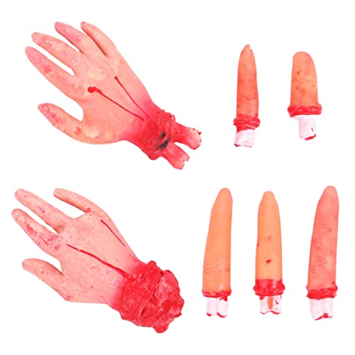 Housoutil 7st Halloween Prothetische Requisiten Horror Hand Finger Requisiten Horror-Hand-Finger Halloween Gruselige Requisiten Hand Halloween Gruselige Hand Finger Prothese Körper Emulsion von Housoutil