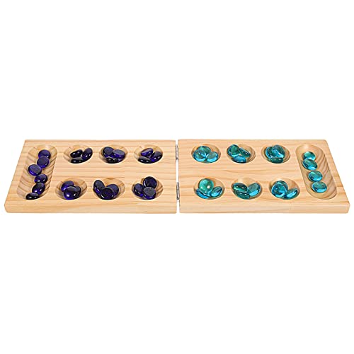 Housoutil Faltbares Hölzerne Mancala Edelstein Schachspielzeug 1 Set Mancala Brettspielspielzeug Für Kinder Und Erwachsene von Housoutil