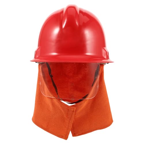 Housoutil Feuerwehrmann-Hut Feuerwehrmann-Kostüm-Helm Schutzhelm Mit Sonnenschutz Neuheit Feuerwehrmann-Schutzhelme Kunststoff-Cosplay-Partyhüte Feuerwehrmann-Zubehör Rot von Housoutil