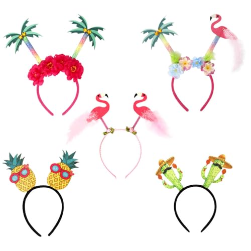 Housoutil Hawaii Kopfschmuck, 5 Stück Tropische Stirnbänder Flamingo Ananas Kopfschmuck, Haarreif Karneval, Hawaii-Party-Haarbänder Sommer-Haar-Accessoires Housoutil Hawaii Kopfschmuck, 5 Stück Tropische Stirnbänder Flamingo Ananas Kopfschmuck, Haarreif Karneval, Hawaii-Party-Haarbänder Sommer-Haar-Accessoires von Housoutil