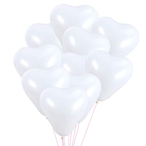 Housoutil Herzförmige Luftballons 100 Stück Romantische Liebesherz-Luftballons Weiße Kreative Party-Luftballons Dekorativ Für Die Hochzeit von Housoutil