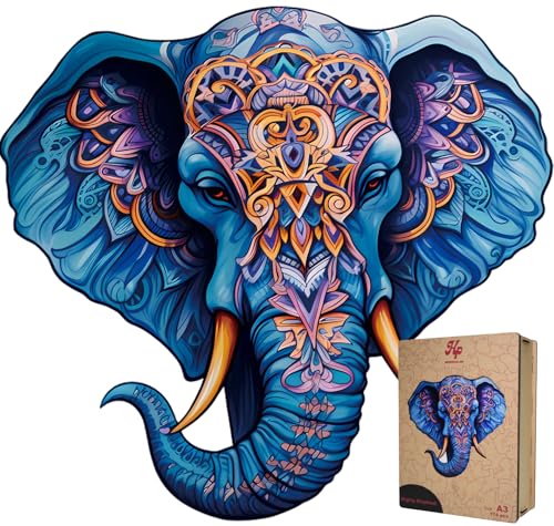 HP Holzpuzzle Elefant - Tiere Puzzle 174 Teile A3 28x28cm Luxusverpackung Puzzle Für Kinder und Erwachsene von Houtenpuzzel