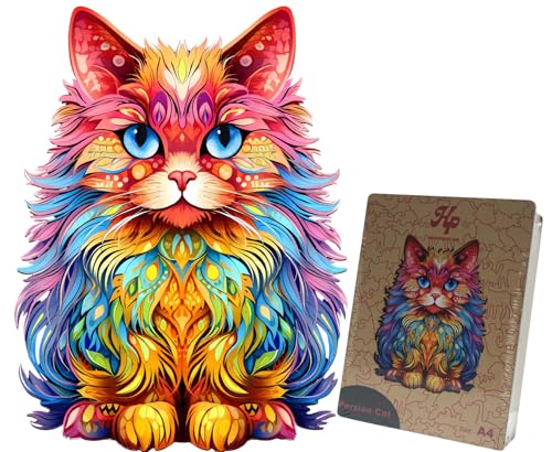 HP Persische Katze Holzpuzzle - Einzigartige Tierpuzzle mit 149 Teilen - A4 Größe (29,7 x 21 cm) - Inklusive Luxus-Holzkiste und Aufbewahrungstasche - Geeignet für Jung und Alt von Houtenpuzzel