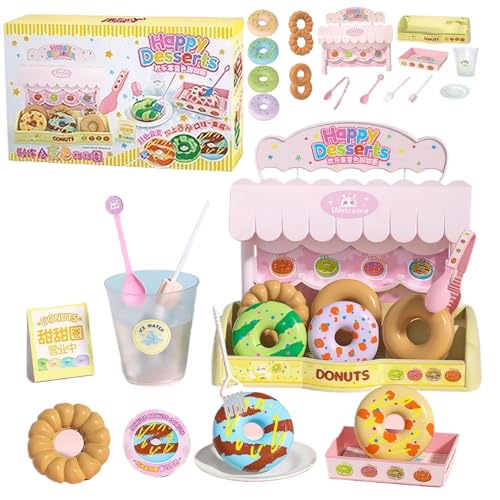 1 Set Lebensmittel-Spielzeug, Farbe ändern mit eiskaltem Wasser, Donut-Spielzeug, realistisches Rollenspiel, Kunststoff-Donuts, Lebensmittel-Spielzeug, pädagogisches sensorisches Spielzeug für Kleinki von HoveeLuty