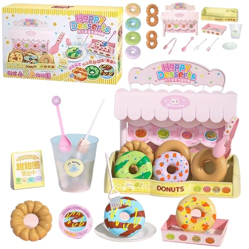 1 Set Lebensmittel-Spielzeug, ändert die Farbe mit eiskaltem Wasser, Donut-Spielzeug, realistisches Rollenspiel, Kunststoff-Donuts, Lebensmittel-Spielzeug, pädagogisches sensorisches Spielzeug für Kle von HoveeLuty