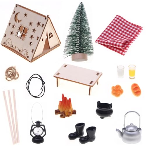 1 Set Puppenhaus-Miniaturen, einschließlich Puppenhauszelt, Miniatur-Weihnachtsbaum, Mini-Essen, Spielzeug-Lagerfeuer, Puppenhaus-Lichter und mehr für die Mikroszenen-Dekoration. Miniatur-Puppenh 1 Set Puppenhaus-Miniaturen, einschließlich Puppenhauszelt, Miniatur-Weihnachtsbaum, Mini-Essen, Spielzeug-Lagerfeuer, Puppenhaus-Lichter und mehr für die Mikroszenen-Dekoration. Miniatur-Puppenh von HoveeLuty
