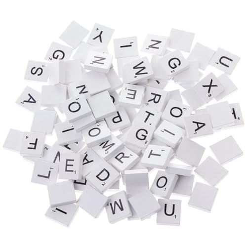 【100 Stück】 weiße Holzspäne DIY englisches Alphabet Puzzle Alphabetisierungsquadrate Baby intellektuelle Entwicklung Holzspäne 【weiß】 von HoveeLuty