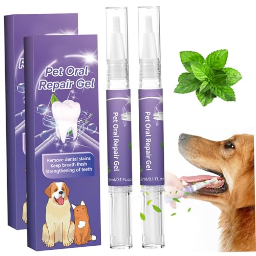 2 Stücke Pet Oral Repair Gel 20g Pet Oral Repair Gel für Hunde Katzen Pet Mint Atemerfrischer Zahnstift Entfernen Zahnstein Haustier Zahnpasta für Hund Katze Hundezahnbürste Haustier Zahnpasta Katzenz von HoveeLuty