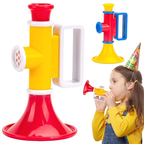 2 Stücke Trompete Spielzeug ABS Kunststoff Trompete für Kinder Sound Lehrmittel 5x3" Tragbares Trompeteninstrument mit 2 Soundeffekten Pädagogische Musikinstrumente für Jungen Mädchen Trompeteninstrum von HoveeLuty