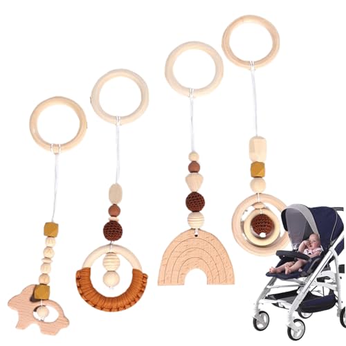 4 Stück Hängespielzeug für Baby-Fitnessstudio, Baby-Hängespielzeug aus Holz, Kinderspielzeug, Kinderbett, Hängeanhänger aus Holz, Rasselspielzeug, Bett, Hängeanhänger für Kinderwagen, Kinderbett 4 Stück Hängespielzeug für Baby-Fitnessstudio, Baby-Hängespielzeug aus Holz, Kinderspielzeug, Kinderbett, Hängeanhänger aus Holz, Rasselspielzeug, Bett, Hängeanhänger für Kinderwagen, Kinderbett von HoveeLuty