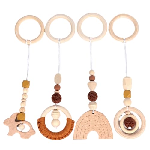 4 Stück Hängespielzeug für Baby-Fitnessstudio, Baby-Hängespielzeug aus Holz, Kinderspielzeug, Kinderbett, Hängeanhänger aus Holz, Rasselspielzeug, Bett, Hängeanhänger für Kinderwagen, Kinderbett 4 Stück Hängespielzeug für Baby-Fitnessstudio, Baby-Hängespielzeug aus Holz, Kinderspielzeug, Kinderbett, Hängeanhänger aus Holz, Rasselspielzeug, Bett, Hängeanhänger für Kinderwagen, Kinderbett von HoveeLuty