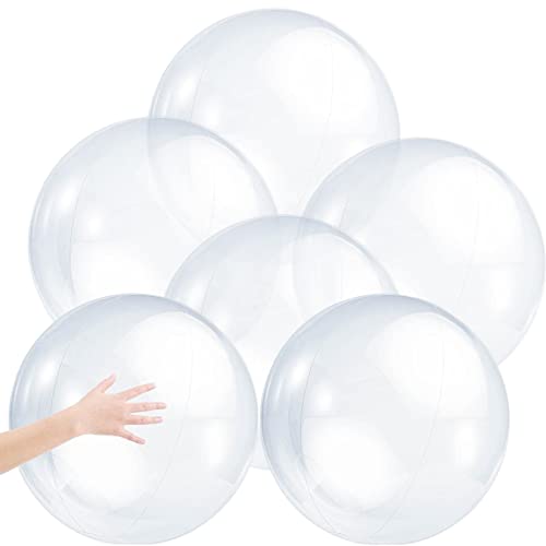 6 Stück aufblasbarer, transparenter Ball, 40,6 cm, PVC-Wasserball, heller Wasserballon, transparenter Pool-Strandparty-Ball, riesiger Blasenball, aufblasbare Bälle, Pool-Ballons, aufblasbare transpare von HoveeLuty