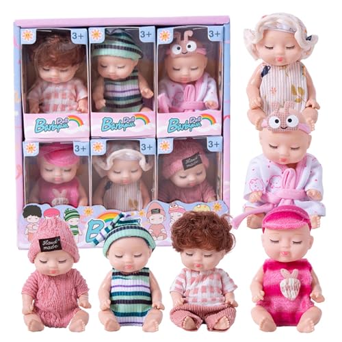 6-teilige Mini-Babypuppen, 10, 2 cm, realistischer Kunststoff, schlafende Mini-Babys mit Kleidung, beweglichen Gelenken, süße -Puppen für Mädchen, Jungen, Kleinkinder und Kinder ab 3 Jahren, M 6-teilige Mini-Babypuppen, 10, 2 cm, realistischer Kunststoff, schlafende Mini-Babys mit Kleidung, beweglichen Gelenken, süße -Puppen für Mädchen, Jungen, Kleinkinder und Kinder ab 3 Jahren, M von HoveeLuty