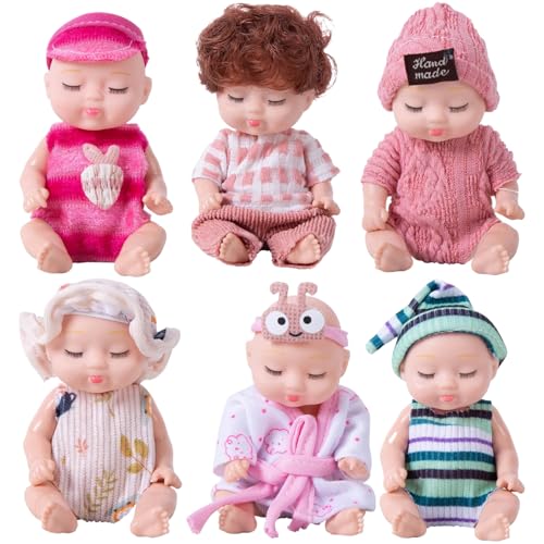 6-teilige Mini-Babypuppen, 10, 2 cm, realistischer Kunststoff, schlafende Mini-Babys mit Kleidung, beweglichen Gelenken, süße -Puppen für Mädchen, Jungen, Kleinkinder und Kinder ab 3 Jahren, r 6-teilige Mini-Babypuppen, 10, 2 cm, realistischer Kunststoff, schlafende Mini-Babys mit Kleidung, beweglichen Gelenken, süße -Puppen für Mädchen, Jungen, Kleinkinder und Kinder ab 3 Jahren, r von HoveeLuty