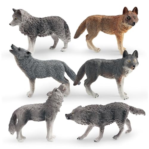 6-teilige Wolfsfigur, realistische Tierfiguren, Wolfsspielzeug, 6 verschiedene Tierfiguren, pädagogisches Lernspielzeug, Geburtstagsgeschenkset, Tierspielzeug für Kinder, Jungen und Mädchen, Tier 6-teilige Wolfsfigur, realistische Tierfiguren, Wolfsspielzeug, 6 verschiedene Tierfiguren, pädagogisches Lernspielzeug, Geburtstagsgeschenkset, Tierspielzeug für Kinder, Jungen und Mädchen, Tier von HoveeLuty