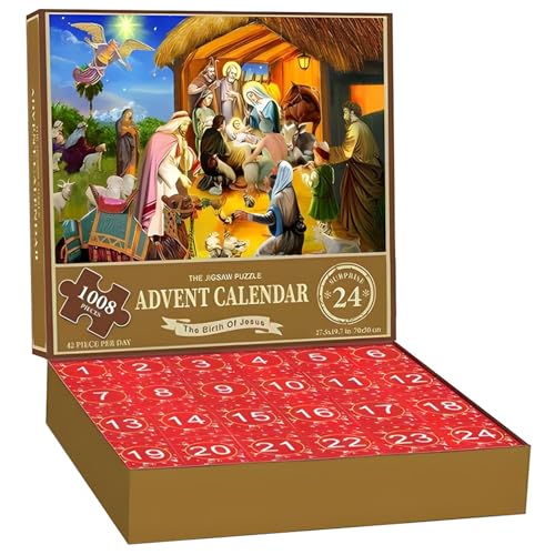 Adventskalender-Puzzle 2024 Weihnachten 1008 Teile Puzzles 24 Tage Weihnachts-Countdown-Kalender Weihnachtspuzzles Geschenk für Kinder und Erwachsene Familienspiel Style2 Kristall-Adventskalender Adve von HoveeLuty