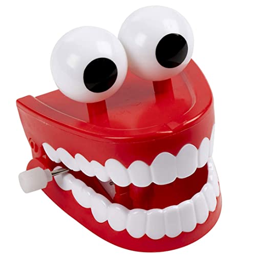 Aufziehbares klapperndes Spielzeug Kauzähne Kunststoff rote Requisiten mit Augen für Party Weihnachten Halloween Gastgeschenke Aufziehbares klapperndes kauendes Zähnespielzeug mit Augen. Aufziehbares von HoveeLuty