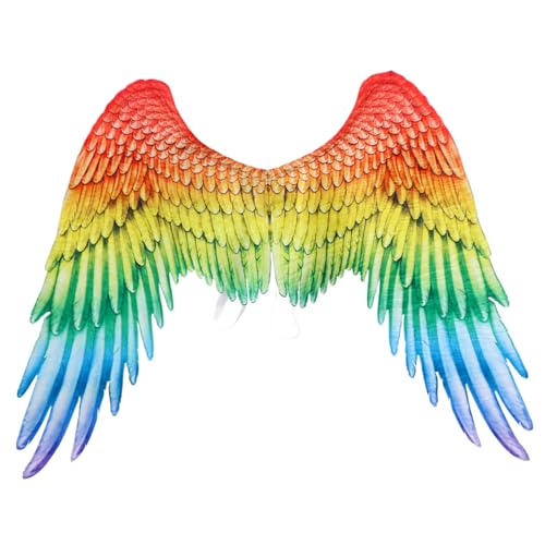 Engelsflügel 41 x 29,5 Zoll Halloween-Engelskostüm Vliesstoff Cosplay-Flügel für Erwachsene mit verstellbaren Trägern für Halloween Cosplay Verkleidung Karneval Regenbogen Schwarzer Flügel Engelsflüge von HoveeLuty