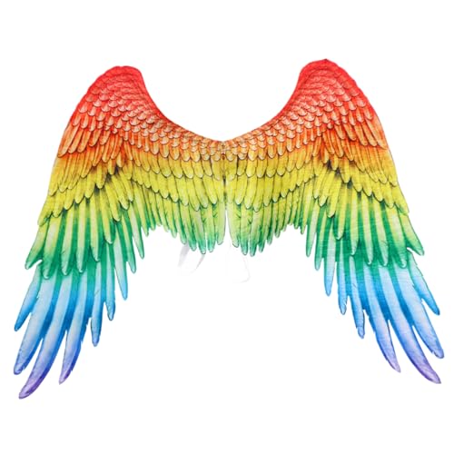 Engelsflügel 41x29,5 Zoll Halloween-Engelskostüm Vliesstoff Cosplay-Flügel für Erwachsene mit verstellbaren Trägern für Halloween Cosplay Verkleidung Karneval Regenbogen Schwarzer Engelsflügel Cosplay von HoveeLuty