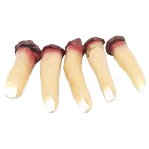 Fake Finger, 5 Stück gebrochene Fake-Körperteile, Horror-Gruselige blutige Leichen-Requisite, Halloween-Requisiten für Spukzimmer, Vampir-Zombie-Partygeschenke, Stil 2, Fake-Körperteile, Halloween-Req von HoveeLuty