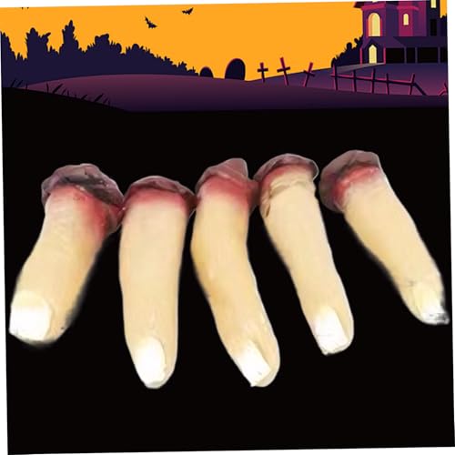 Falsche Finger 5 Stück Kaputte Gefälschte Blutige Halloween-Körperteile Zombiefinger Realistische Abgetrennte Finger Horror Gruselige Blutige Requisite Halloween-Requisiten für Spukzimmer Vampir Zombi von HoveeLuty