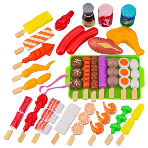 Grill-Spielset für Kinder, 29-teiliges Grill-Spielset aus Kunststoff für Kinder, realistisches Spiel-Essen, frühpädagogisches interaktives Spielzeug-Attrappen-Lebensmittel für Jungen und Mädchen ab 3 von HoveeLuty