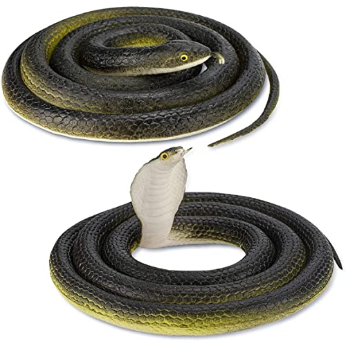 Große realistische Gummischlange 2 Stück 80 cm gruseliges Schlangenspielzeug aus Gummi realistische Kobra-Feldschlange Spielzeug für Kinder künstliche Schlange für Garten-Requisiten Streiche Scherzspi von HoveeLuty