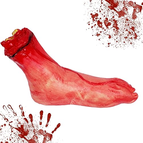 Halloween-Horror mit abgetrenntem Fuß, blutiges gefälschtes Werkzeug, gebrochener Fuß, Streichtrick, Halloween-Party-Requisiten, Halloween-Horror, blutiger gefälschter abgetrennter Fuß, Halloween, geb von HoveeLuty