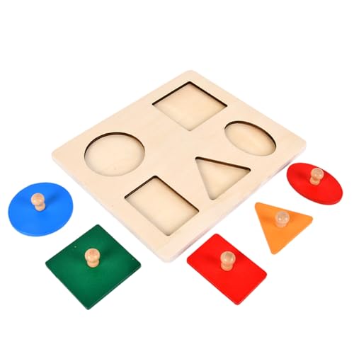 Holzpuzzle, buntes Formpuzzle mit Knopf, mehrere Steckformen, Sortierspielzeug für Babys, Kinder, Jungen und Mädchen, Lernaktivitäten, Formsortier-Formpuzzles für Kinder im Alter von 1–3 Jahren Holzpuzzle, buntes Formpuzzle mit Knopf, mehrere Steckformen, Sortierspielzeug für Babys, Kinder, Jungen und Mädchen, Lernaktivitäten, Formsortier-Formpuzzles für Kinder im Alter von 1–3 Jahren von HoveeLuty